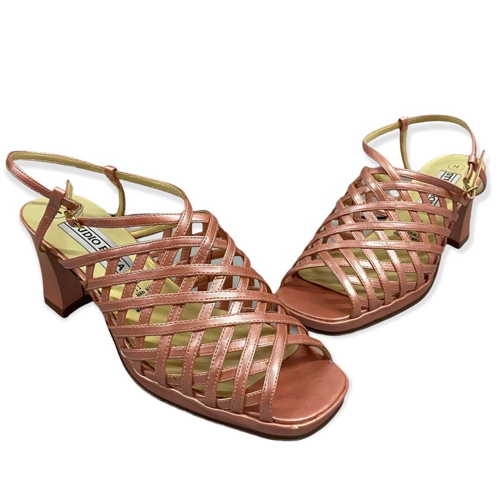 Ann Marino - Faux Leather - Pink - Peep Toe Low Heels - Size 7.5